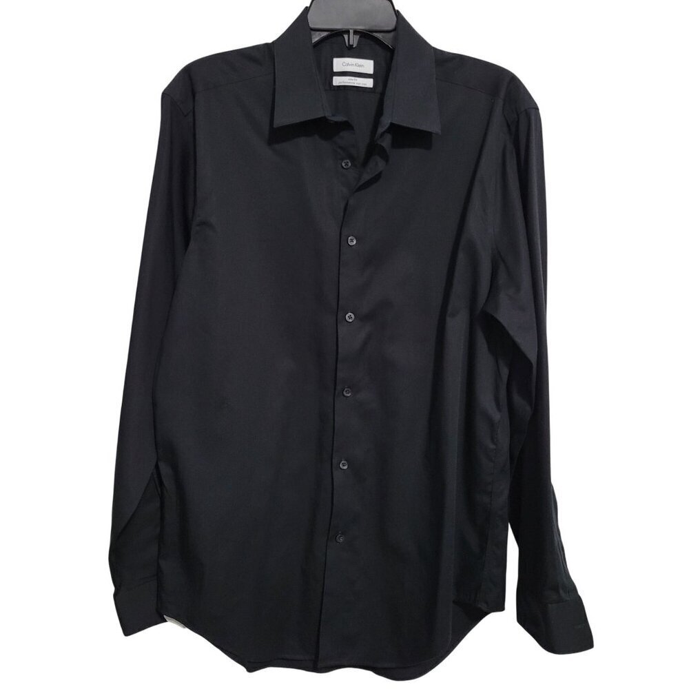 Calvin Klein Dress  Slim Fit Shirt Black Men Size 16